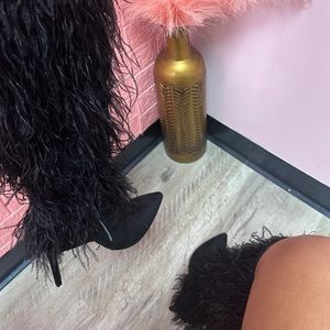 Black Feathered Boots